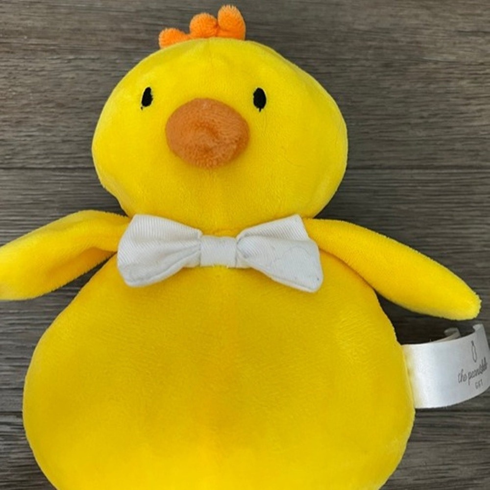 The Peanutshell Gift Yellow Duck Plush Stuffed Animal Toy White Bow Tie Nursery
